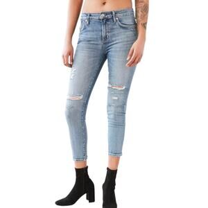 Agolde Sophie Crop Skinny Jeans Outsider sz 25 Light Blue Distressed Revolve